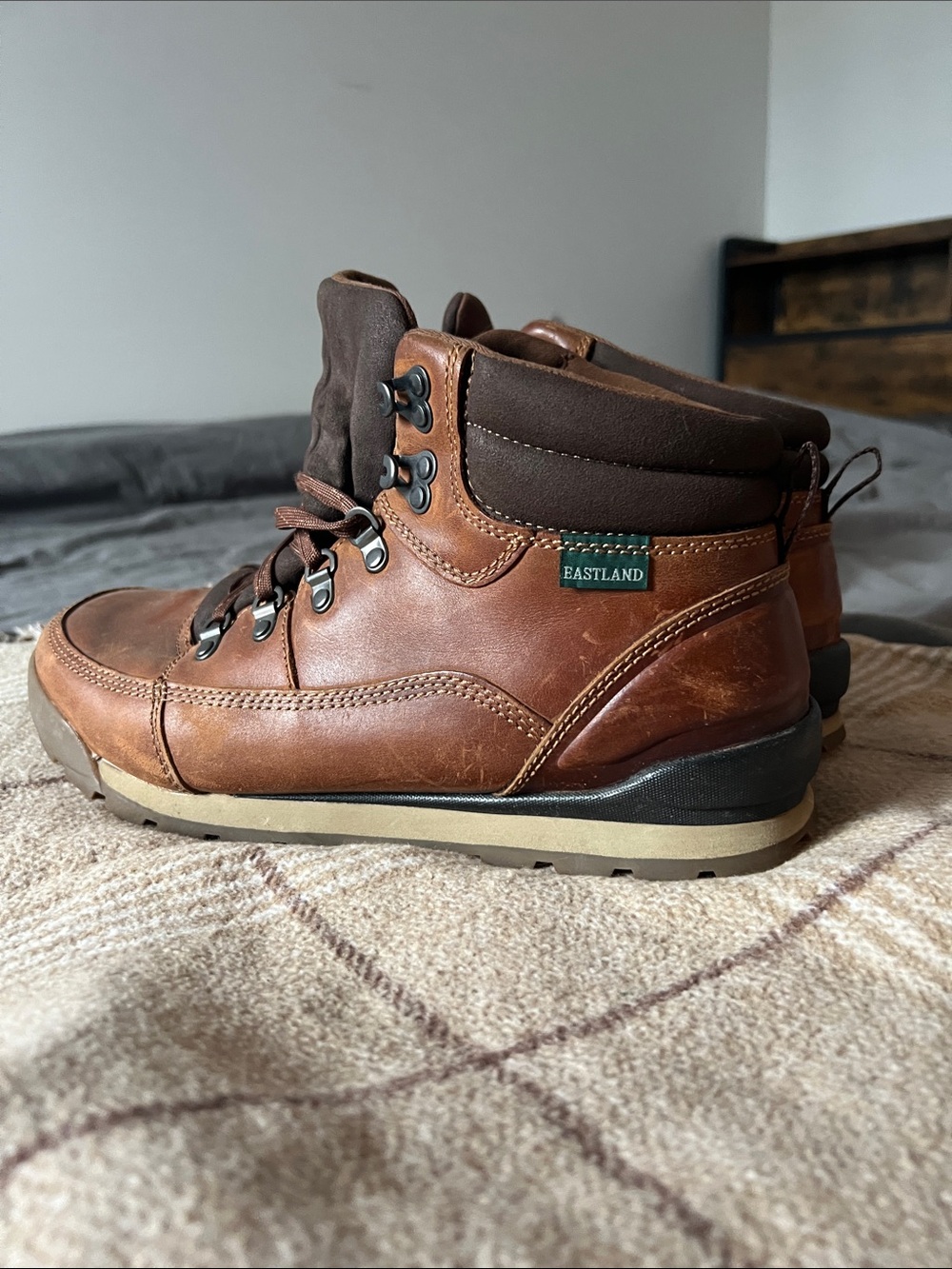 Eastland Men's Chestnut Brown Leather Lace-Up Hiking Boots
